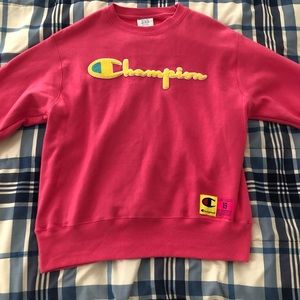 pink champion pullover men’s medium